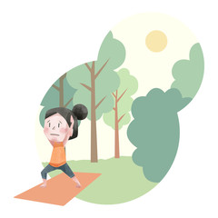 自然の中でヨガをする女の子