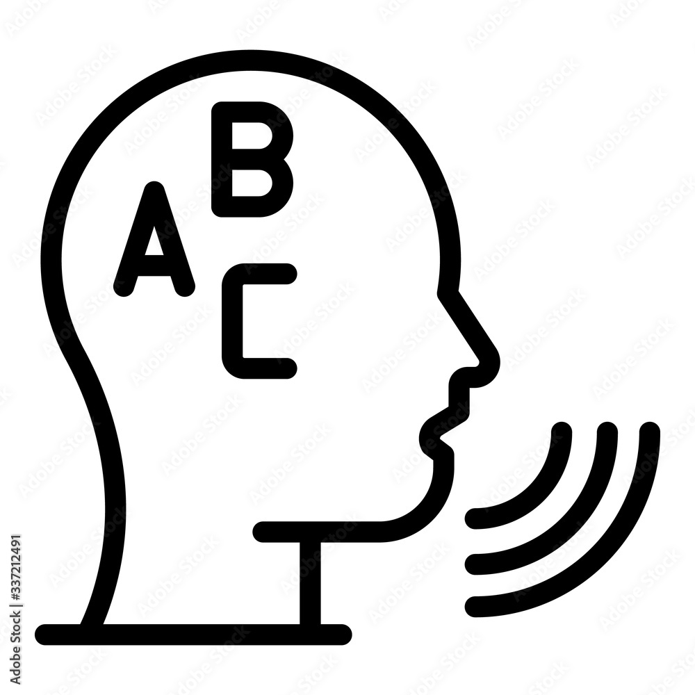 Poster head abc icon. outline head abc vector icon for web design isolated on white background