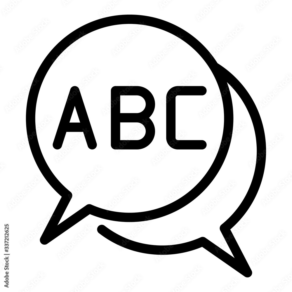 Poster abc in the chat bubbles icon. outline abc in the chat bubbles vector icon for web design isolated on