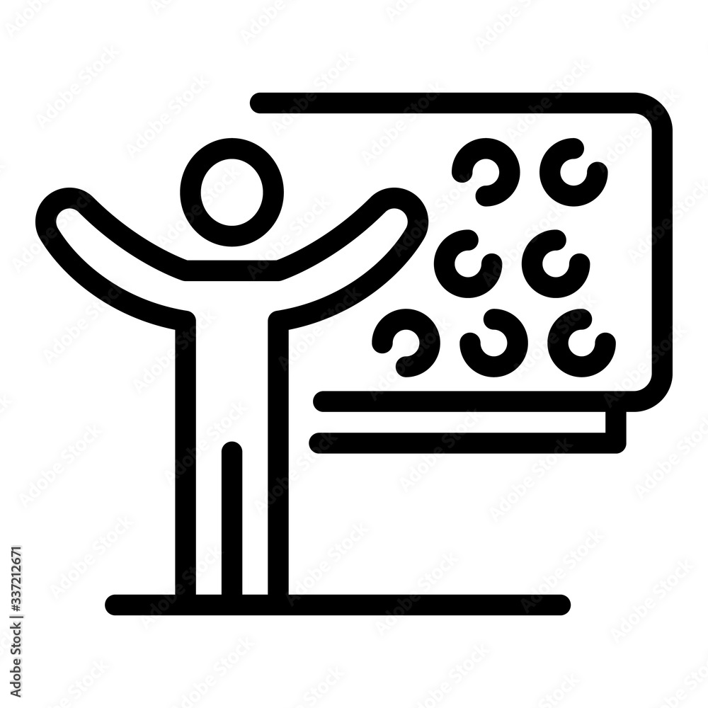 Poster man in front of a blackboard icon. outline man in front of a blackboard vector icon for web design i