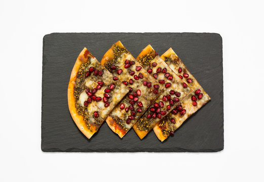 Zataar Manakish lebanese manakeesh arabic food Zataar pomegranate Manakish lebanese manakeesh arabic food.