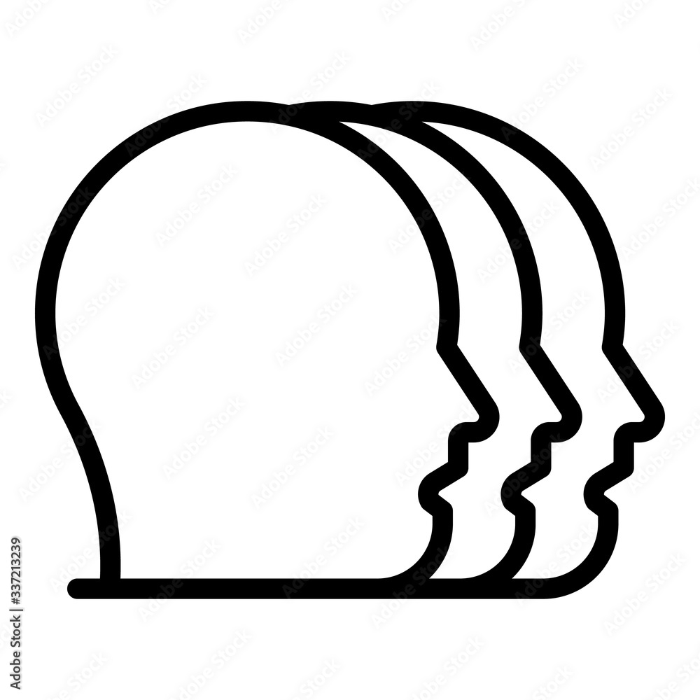 Poster three faces icon. outline three faces vector icon for web design isolated on white background