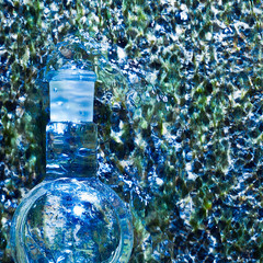 Glass flask with clear water.