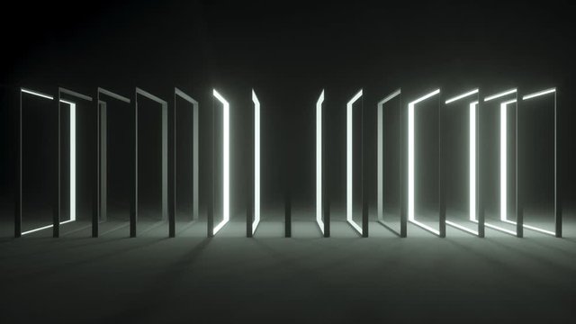 lights in metal frame.