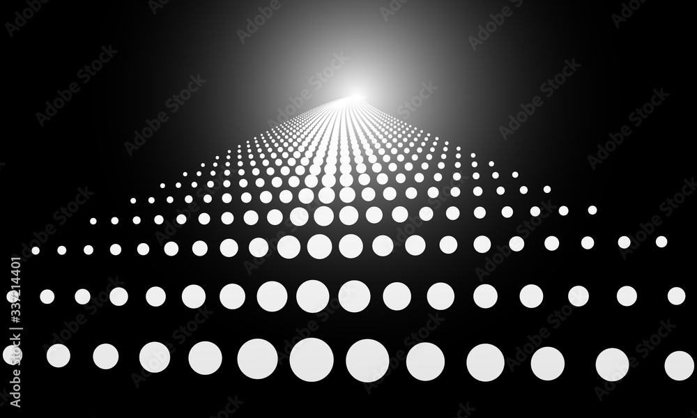 Poster dots halftone background as way to horizon