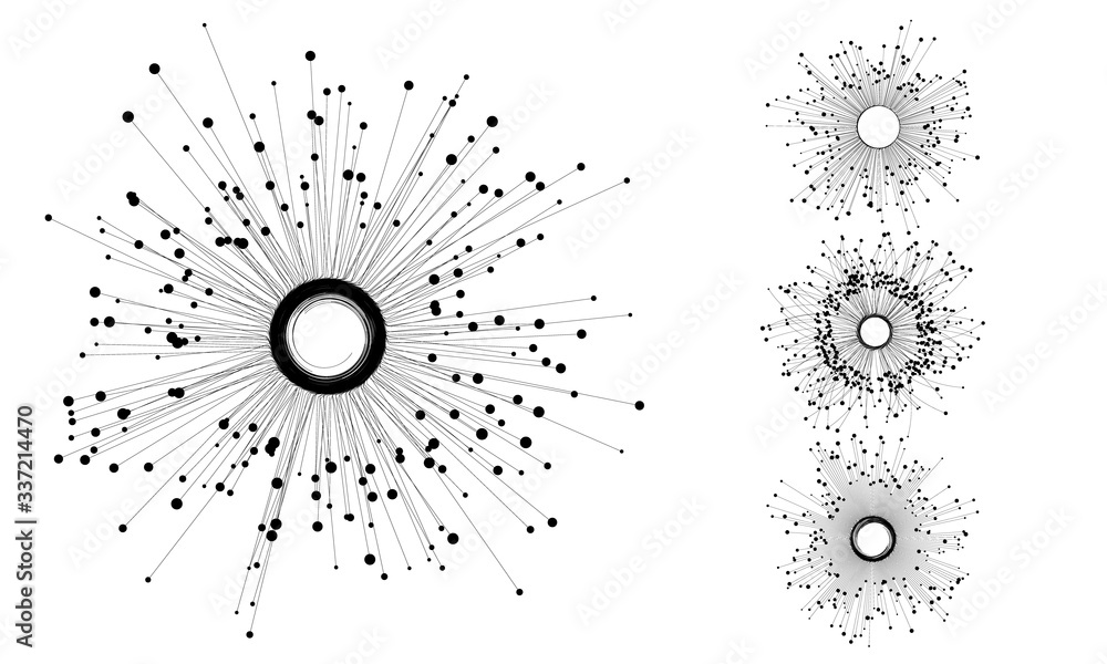 Fototapete connecting many dots with circle in center via lines. command concept or social connection.