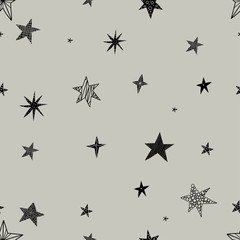 Black stars. Seamless vector pattern. Seamless pattern can be used for wallpaper, pattern fills, web page background, surface textures.