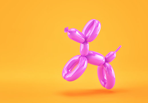 Purple balloon dog on orange background