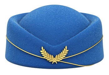 Blue stewardess hat isolated on white background - 3D illustration - 337215868