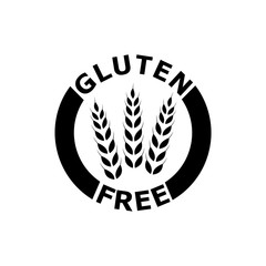 Black Gluten free food label, badge or seal isolated on white background