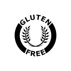 Black Gluten free food label, badge or seal isolated on white background