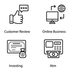 Corporate and Finance Icons in Line Design 