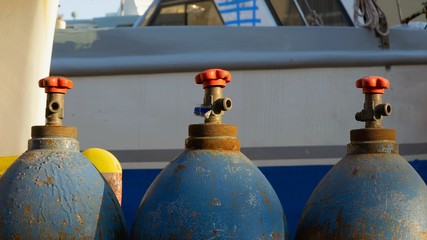 Oxygen Cylinders in the Shipbuilding Yard