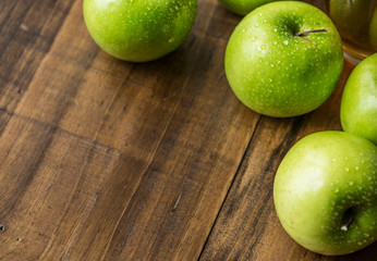 Closeup of fresh organic green apples