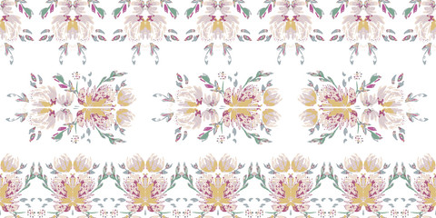 Fototapeta premium Vintage flower native pattern. Abstract ornate bohemian element. Folk american flowers. Print flower.