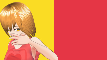 Anime Girl Cartoon Character Japanese Girl with a smile and Background it's Anime Manga Girl from Japan	