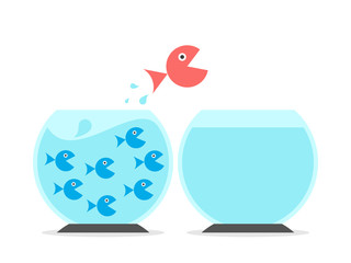 Big fish changing fishbowl