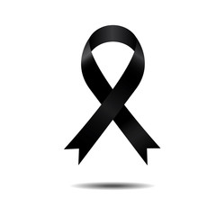black ribbon, mourning sign, vector ribbon, isolated ribbon. eps 10