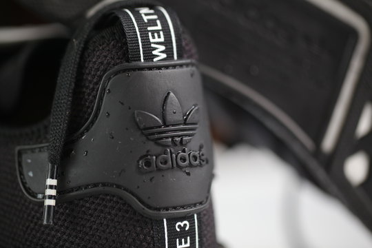 black sports shoes adidas model NMD_R1. Belarus,Minsk,2020