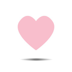 Pink pastel heart Icon Vector. Love symbol. Valentine's Day sign, emblem isolated on white background with shadow, Flat style for graphic and web design, logo. EPS10 pictogram