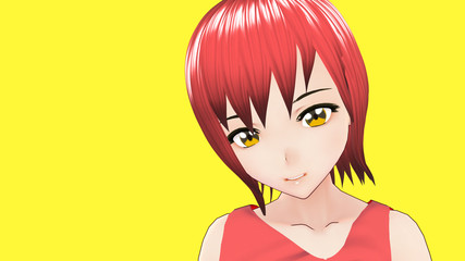 Anime Girl Cartoon Character Japanese Girl with a smile and Background it's Anime Manga Girl from Japan	