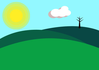 Simple Beautiful Nature Landscape Background Illustration Template
