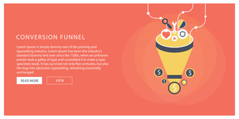 Sales funnel, isometric concept illustration