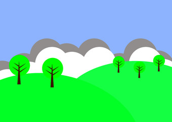Simple Beautiful Nature Landscape Background Illustration Template