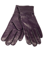 brown leather gloves separated by space for text