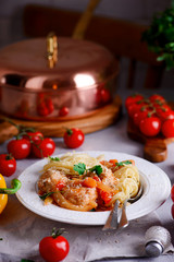 meatballs with spaghetti and pesto...style rustic