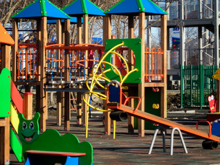 Empty playground. Children playground. Kid zone.    