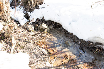 beautiful winter landscape with lots of snow and a creek