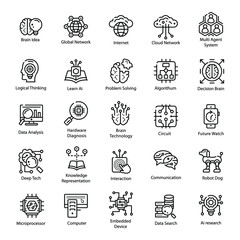 Technology and Artificial Intelligence Line Vectors Pack 