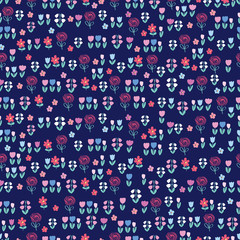 Cool seamless pattern with spring flowers. Plant background for fashion, wallpapers, print, textile, gift wrap and scrapbook. Vector illustration..