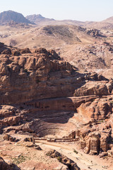 Roman theather top view in Petra ruin and ancient city in Jordan, Arab