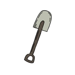 element without background, spade, vector color hand-drawn illustration,