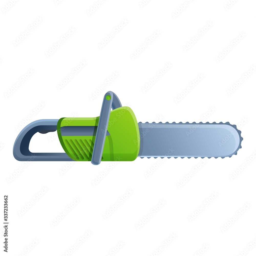 Poster chainsaw instrument icon. cartoon of chainsaw instrument vector icon for web design isolated on whit