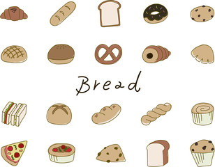手描きのドーナツのイラストセット ドーナッツ スイーツ デザート おしゃれ おやつ ソース Baked Wall Mural Bak Yugoro