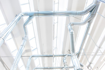 wood industry concept perspective clean isolated detail ventilation system steel high key white...