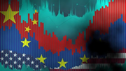US, China and EU stock market crisis because of covid-19 pandemic. Financial outbreak in China, United states and European union because of coronavirus. Motion background animation - Powered by Adobe