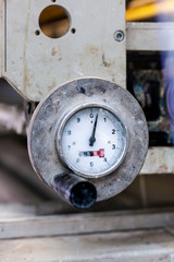 wood industry concept closeup pressure mesurement gauge