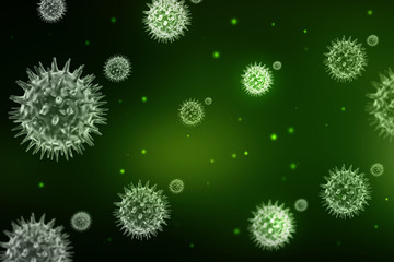Obraz premium 3d render Corona virus disease COVID-19. Microscopic view of a infectious virus