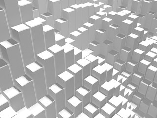 White cubes structure. Abstract futuristic background.