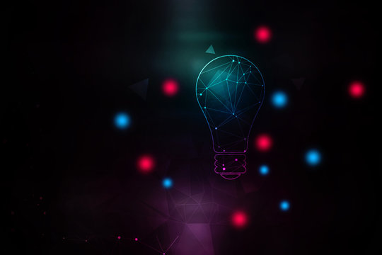 
2d illustration bulb future technology, innovation background, creative idea concept 