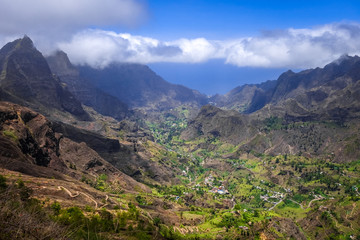 Fototapeta na wymiar Paul Valley landscape in Santo Antao island, Cape Verde