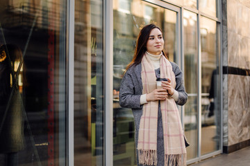 Woman portrait walking in the street
