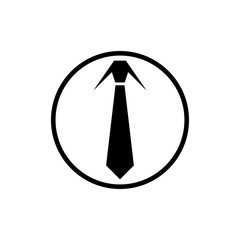 Icono plano lineal corbata en círculo en color negro