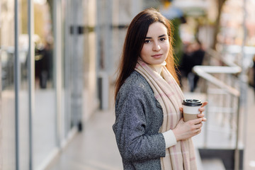 Woman portrait walking in the street