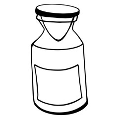 Pharmaceutical bottle texture doodle outline art. Print for banners, posters, stickers, stationery, fabrics, cards, invitations, scrapbooking