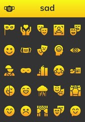 Modern Simple Set of sad Vector filled Icons